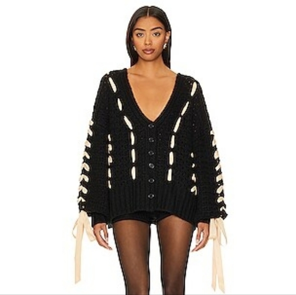 FOR LOVE & LEMONS Liberty Ribbon Sweater Size Medium - Picture 1 of 8